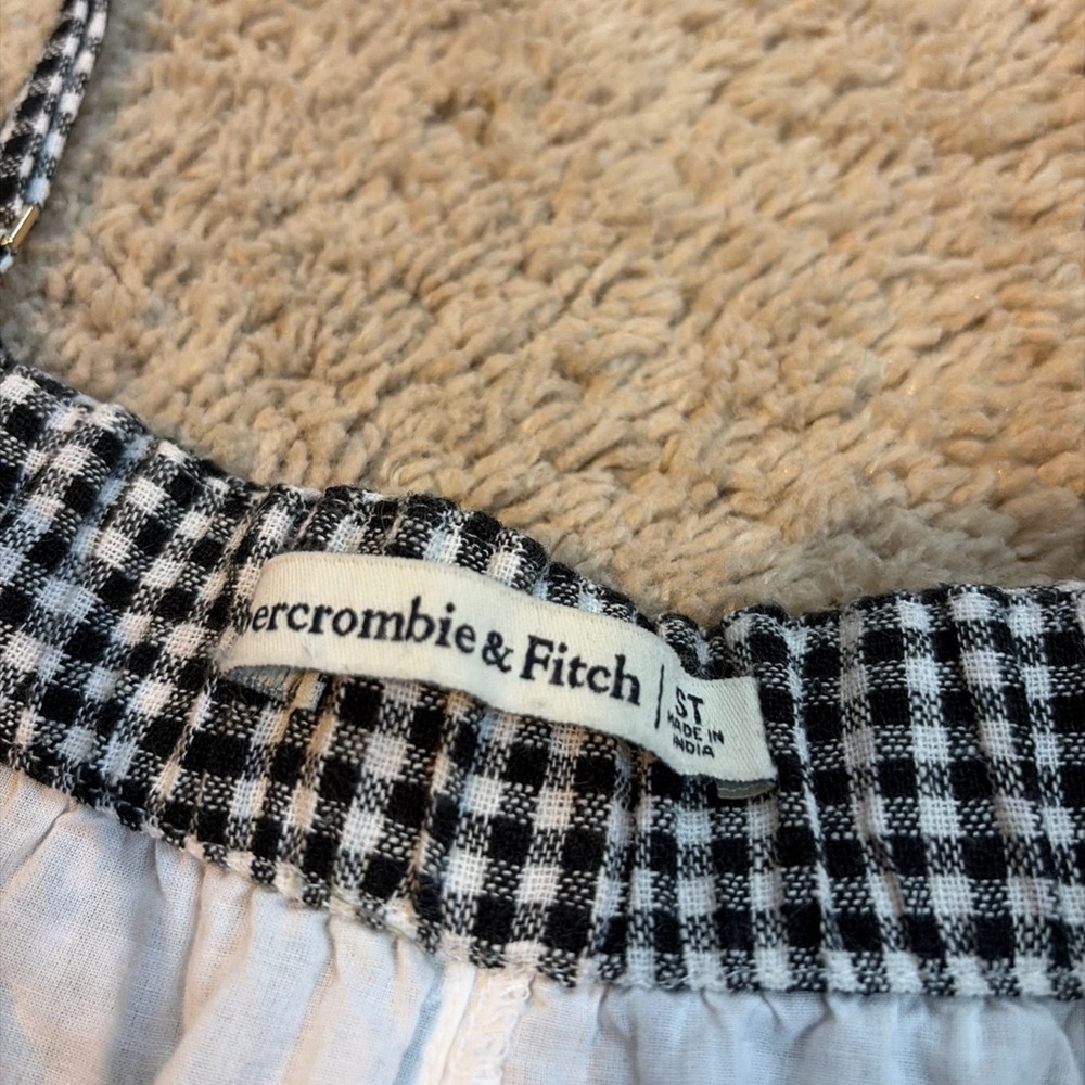 Abercrombie Black White Gingham Plaid Mini Dress Size Small Tall With Shorts - Picture 4 of 8